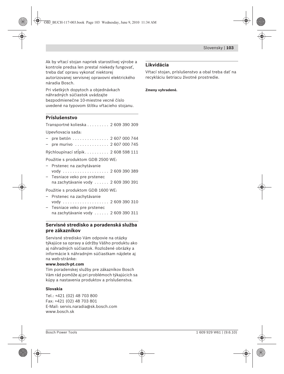 Bosch S 500 A Professional User Manual | Page 103 / 216