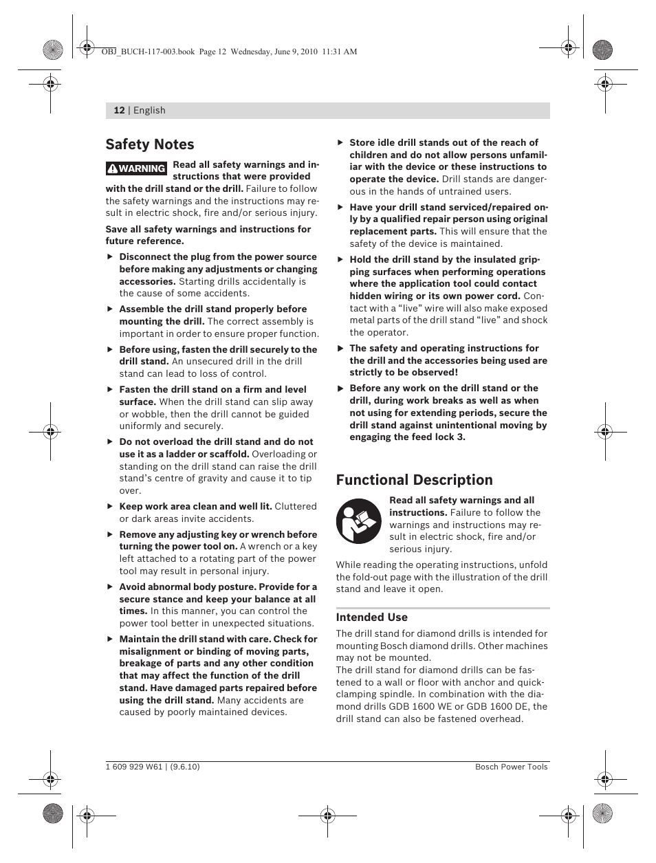 Functional description | Bosch S 500 A Professional User Manual | Page 12 / 216