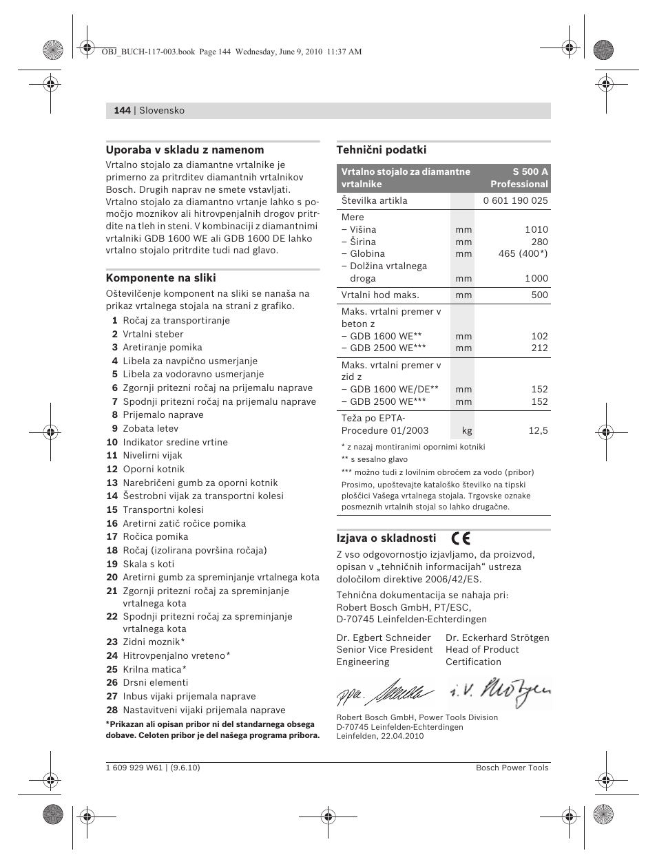 Bosch S 500 A Professional User Manual | Page 144 / 216