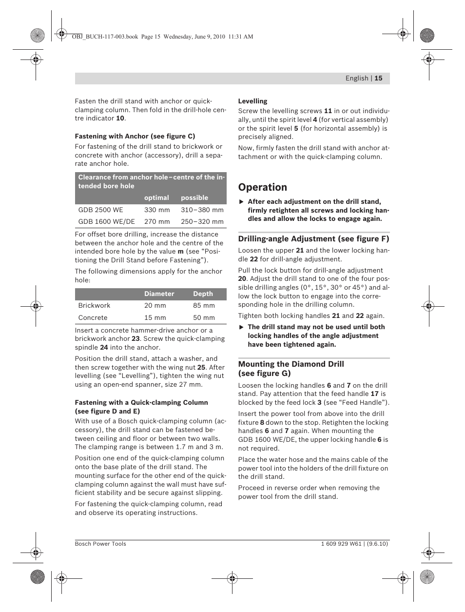 Operation | Bosch S 500 A Professional User Manual | Page 15 / 216