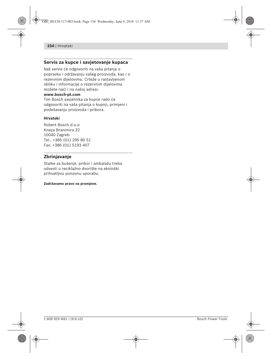 Bosch S 500 A Professional User Manual | Page 154 / 216