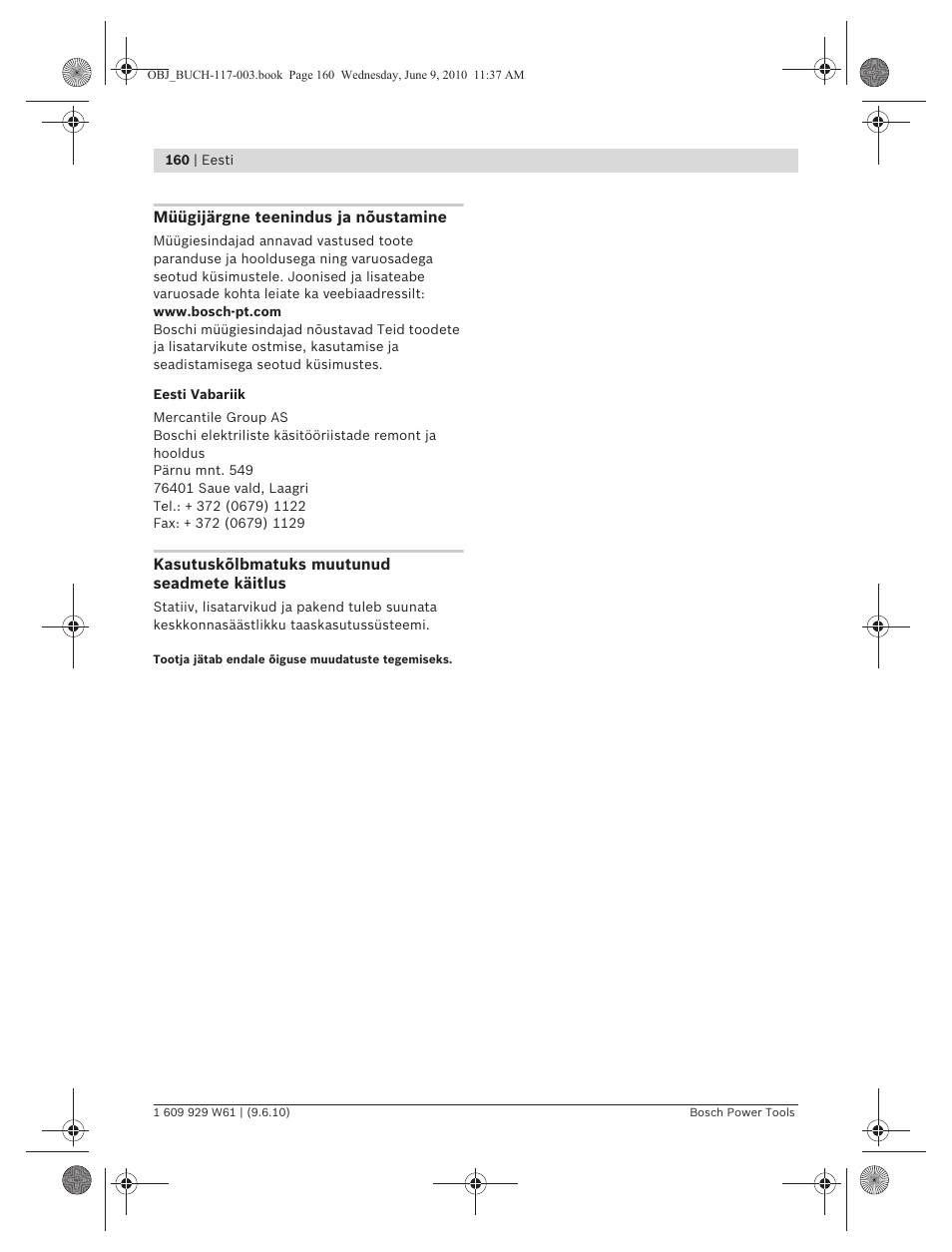 Bosch S 500 A Professional User Manual | Page 160 / 216