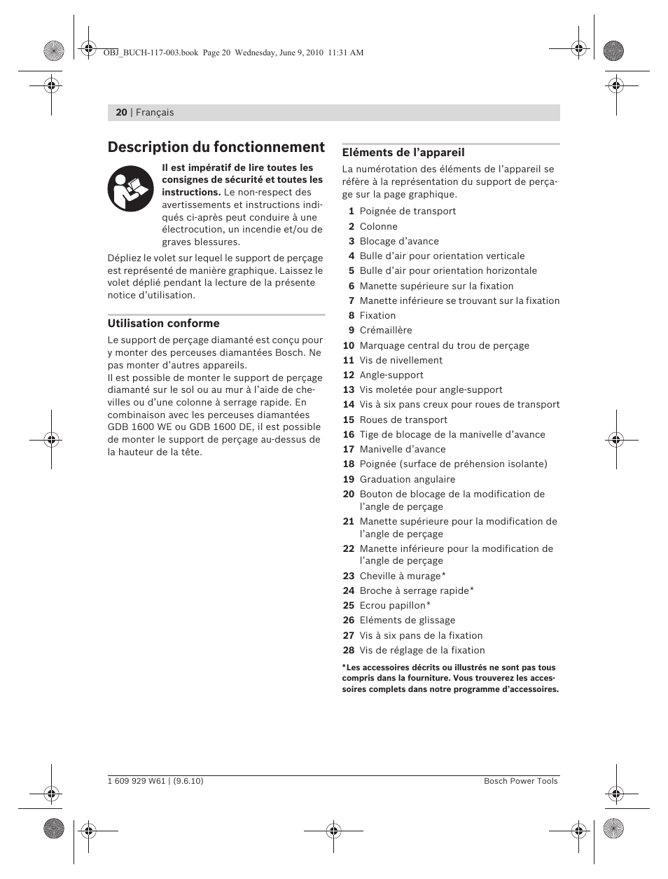 Description du fonctionnement | Bosch S 500 A Professional User Manual | Page 20 / 216