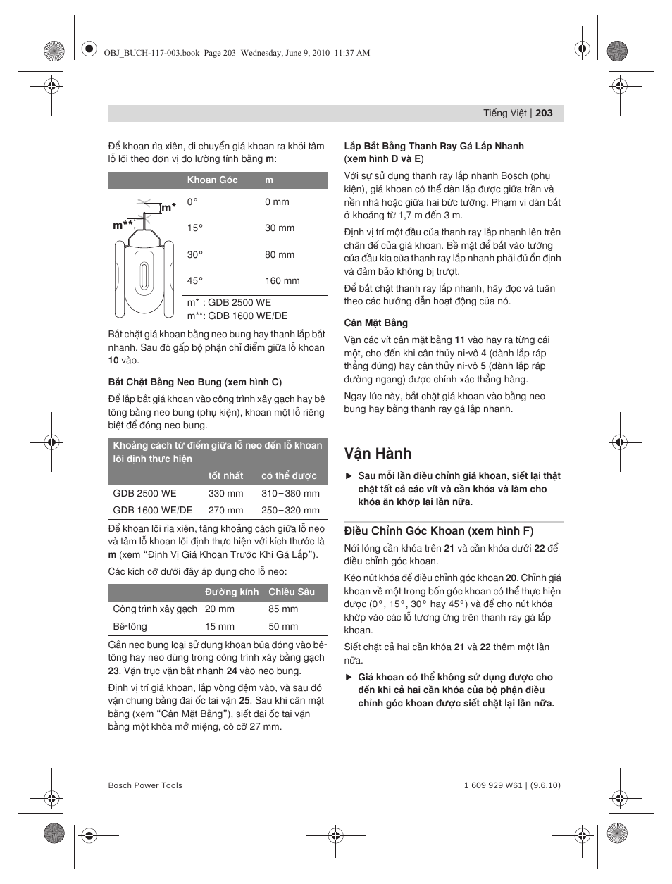 Vÿn hμnh | Bosch S 500 A Professional User Manual | Page 203 / 216