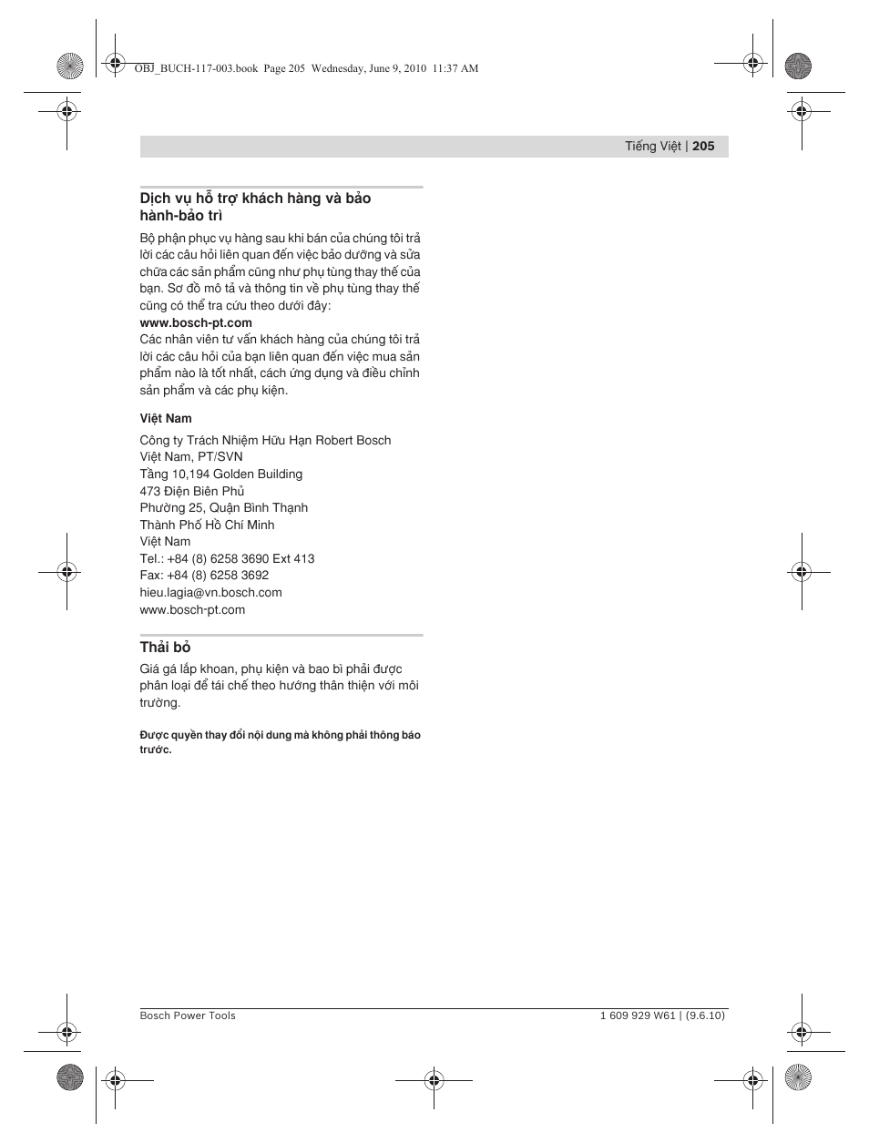 Bosch S 500 A Professional User Manual | Page 205 / 216