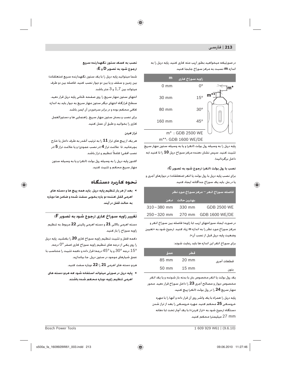 هﺎﮕﺘﺳد دﺮﺑرﺎ هﻮﺤﻧ, ﺳرﺎﻓ | Bosch S 500 A Professional User Manual | Page 213 / 216