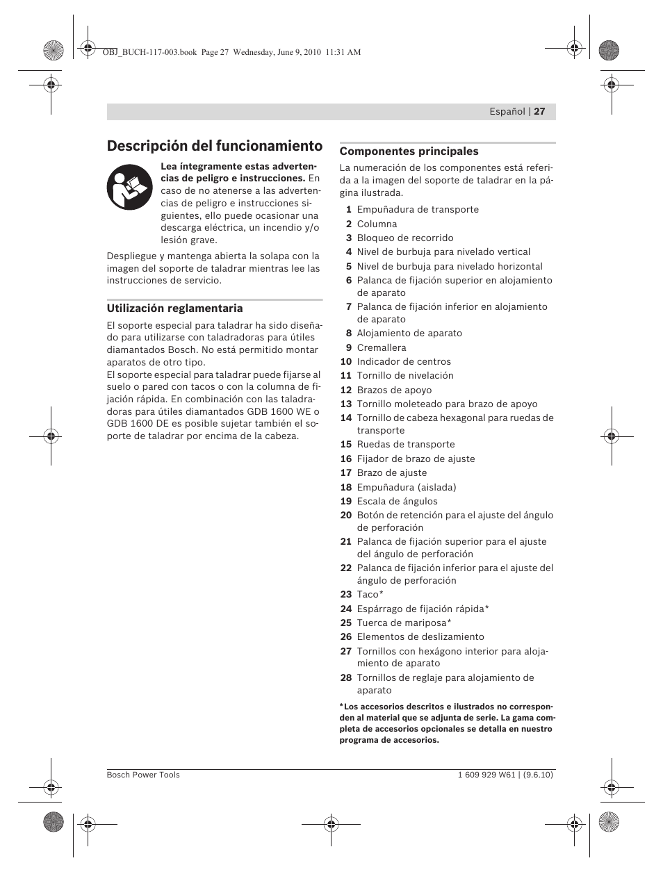 Descripción del funcionamiento | Bosch S 500 A Professional User Manual | Page 27 / 216