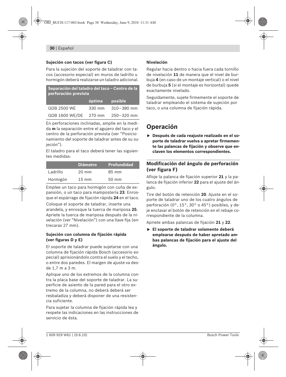 Operación | Bosch S 500 A Professional User Manual | Page 30 / 216