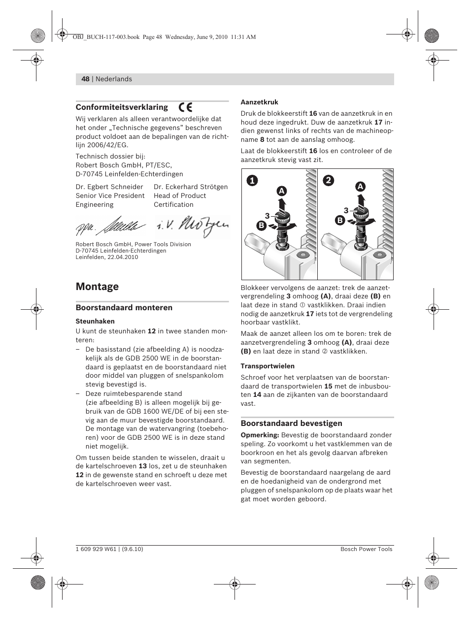 Montage | Bosch S 500 A Professional User Manual | Page 48 / 216