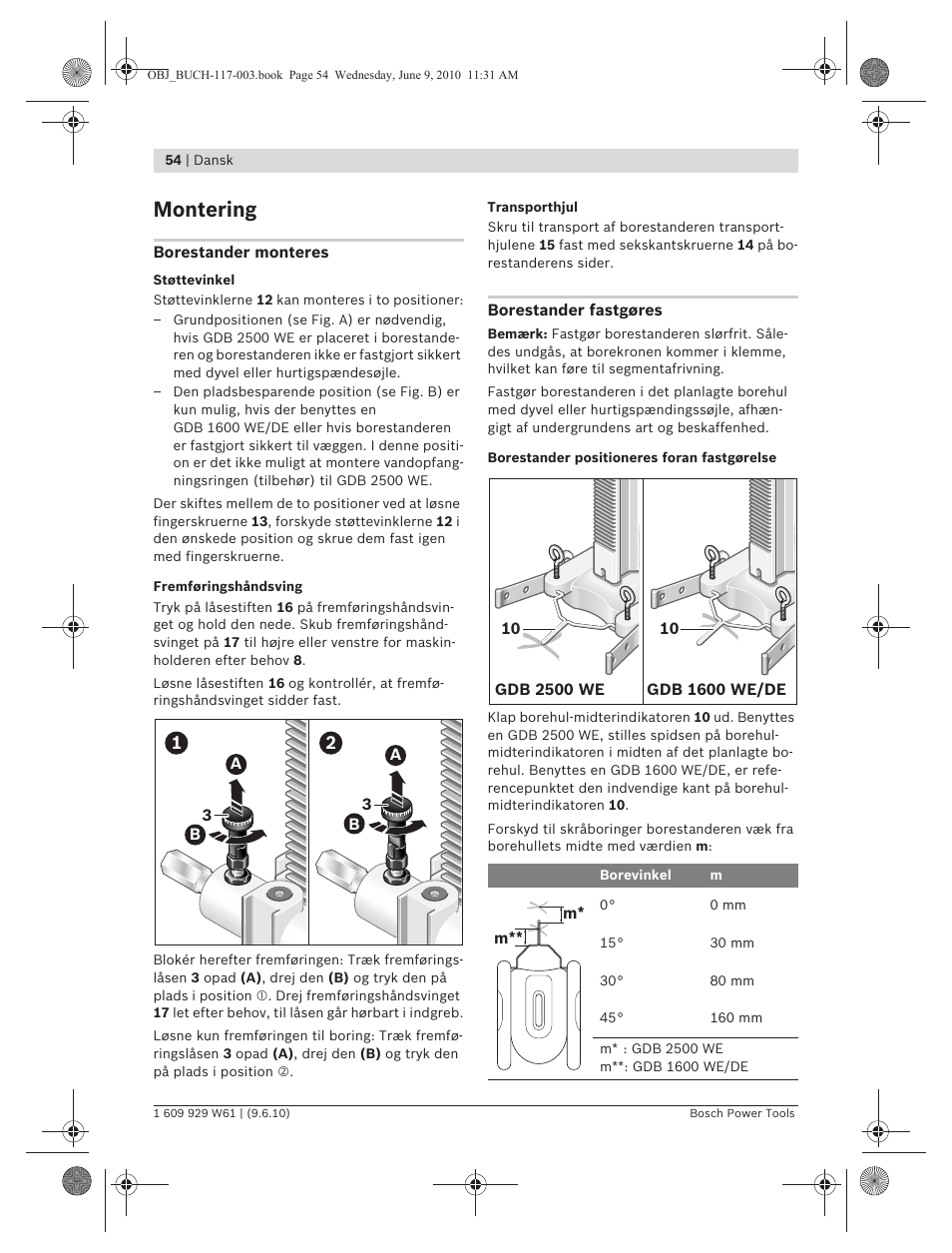 Montering | Bosch S 500 A Professional User Manual | Page 54 / 216