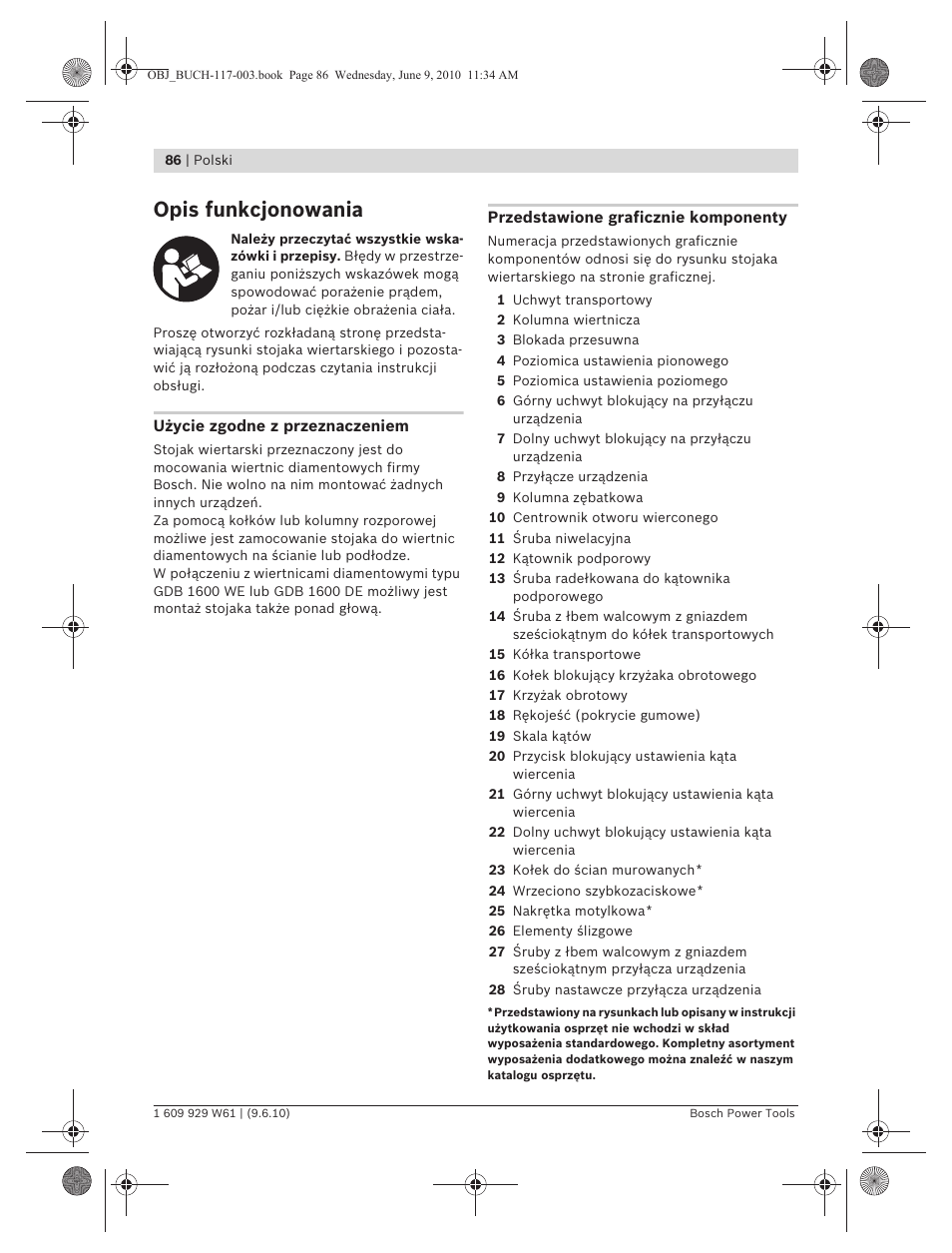 Opis funkcjonowania | Bosch S 500 A Professional User Manual | Page 86 / 216