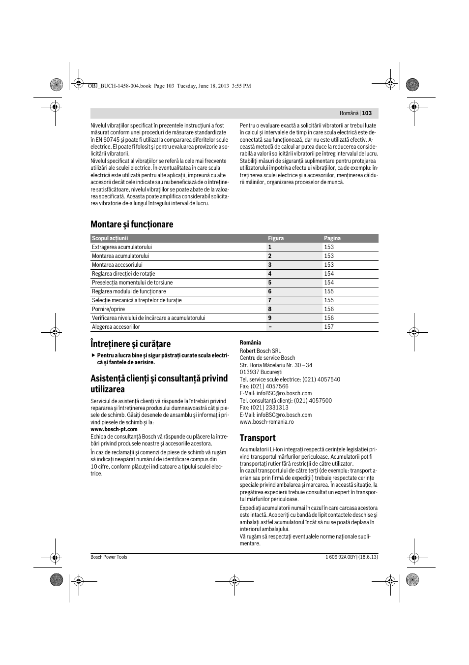 Montare şi funcţionare întreţinere şi curăţare, Transport | Bosch GSB 10,8-2-LI Professional User Manual | Page 103 / 157