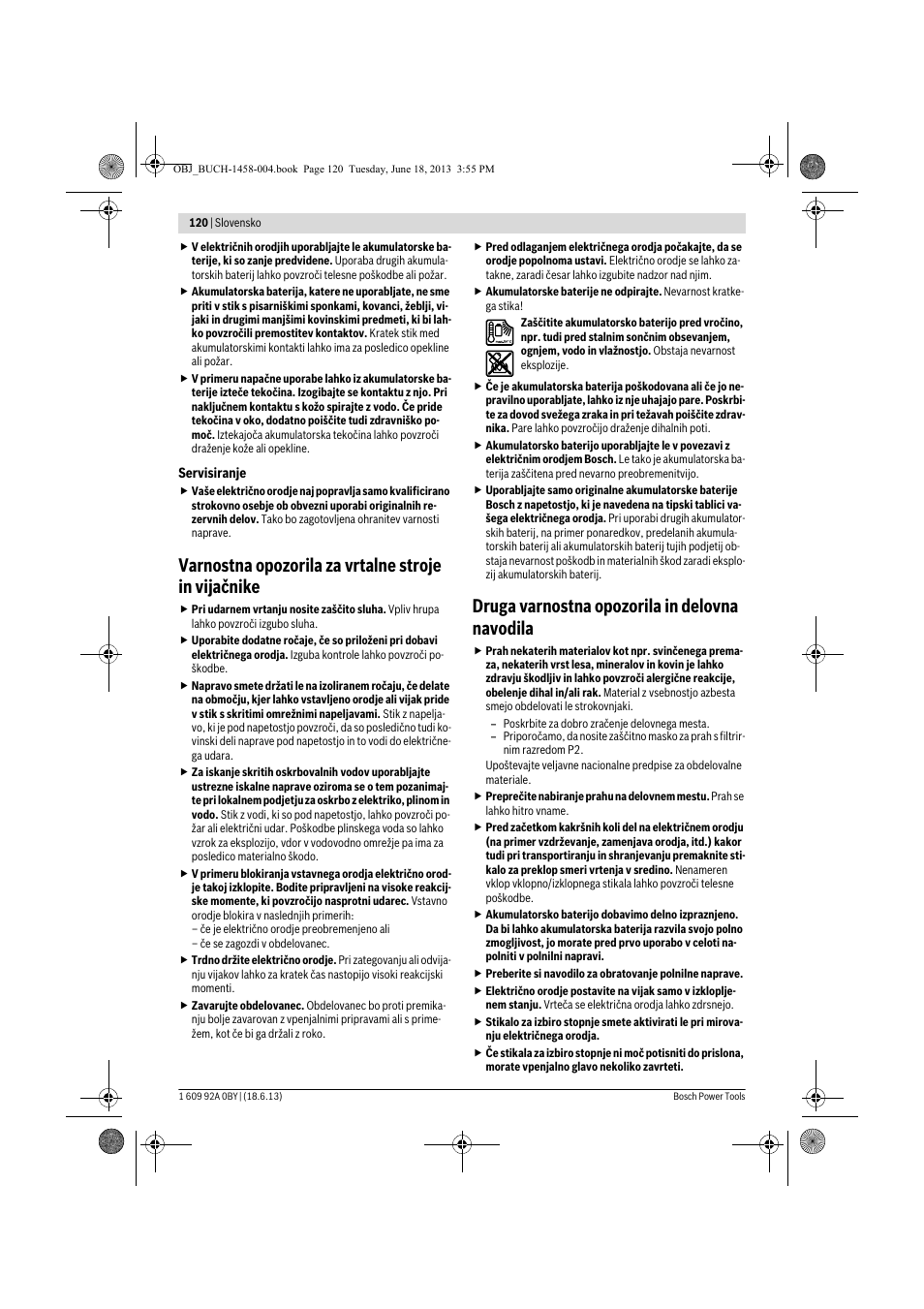 Varnostna opozorila za vrtalne stroje in vijačnike, Druga varnostna opozorila in delovna navodila | Bosch GSB 10,8-2-LI Professional User Manual | Page 120 / 157