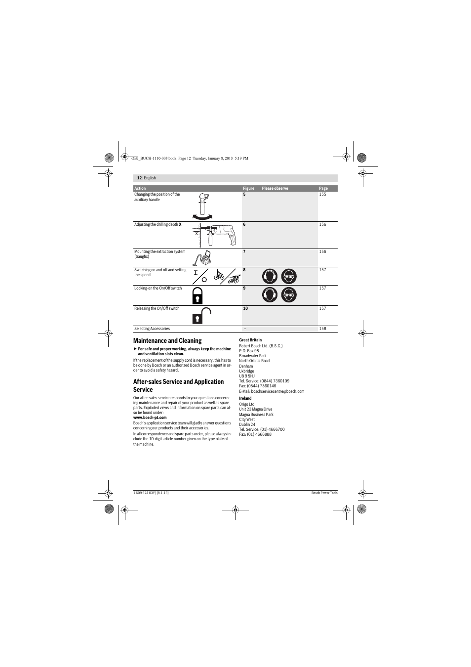 Maintenance and cleaning, After-sales service and application service | Bosch GBH 2-20 D Professional User Manual | Page 12 / 158