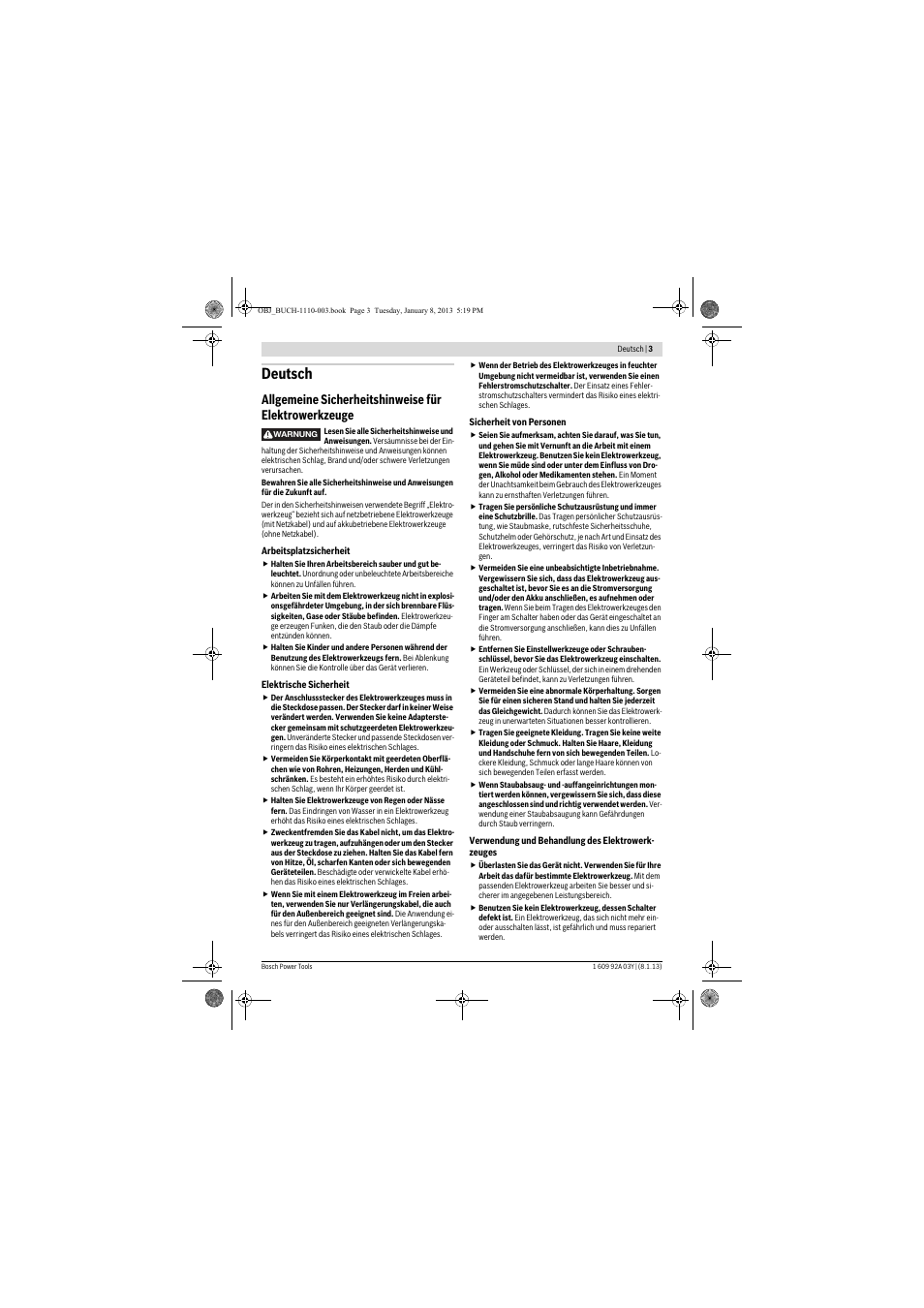 Deutsch | Bosch GBH 2-20 D Professional User Manual | Page 3 / 158
