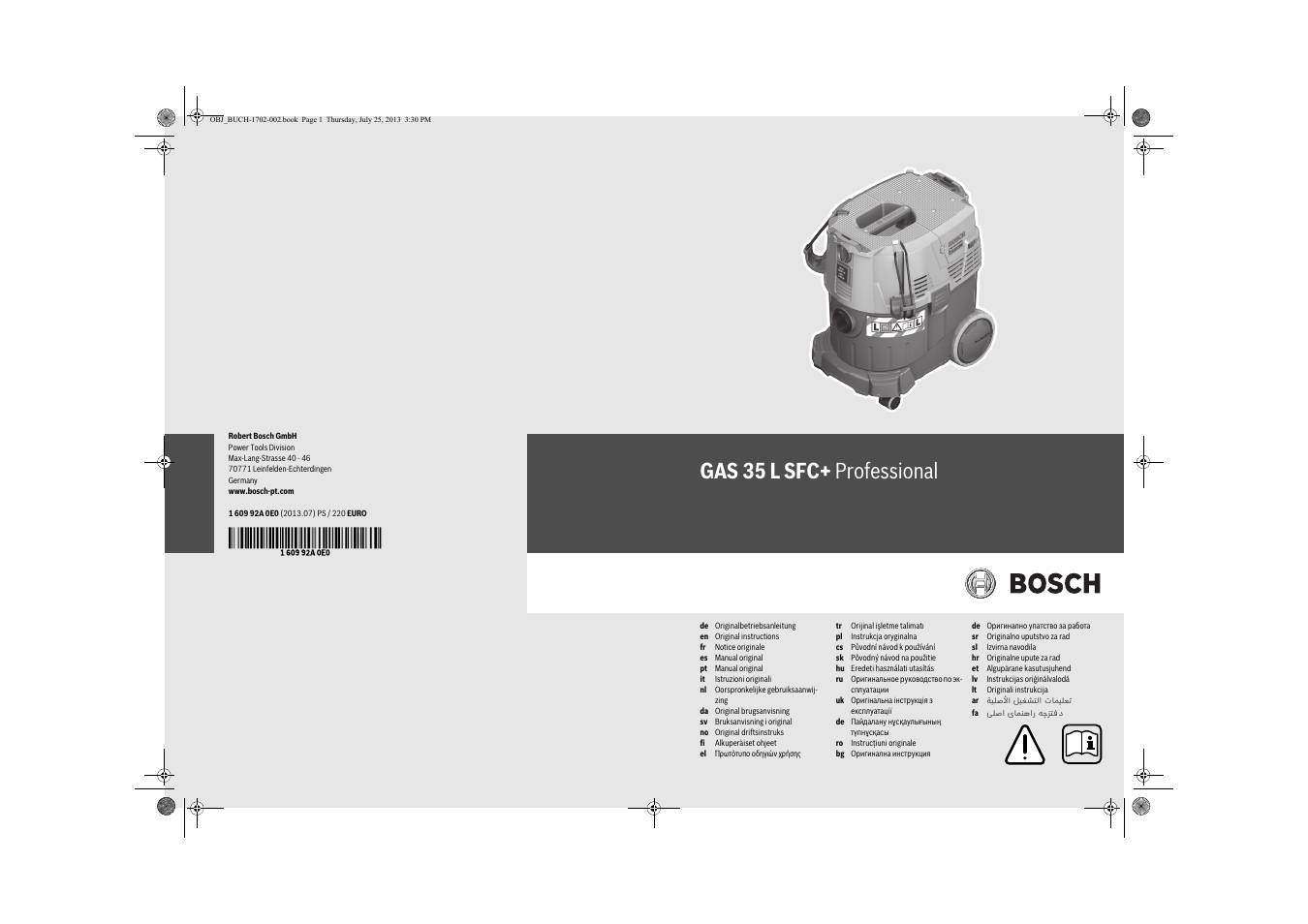 Bosch GAS 35 L SFC+ Professional User Manual | 219 pages