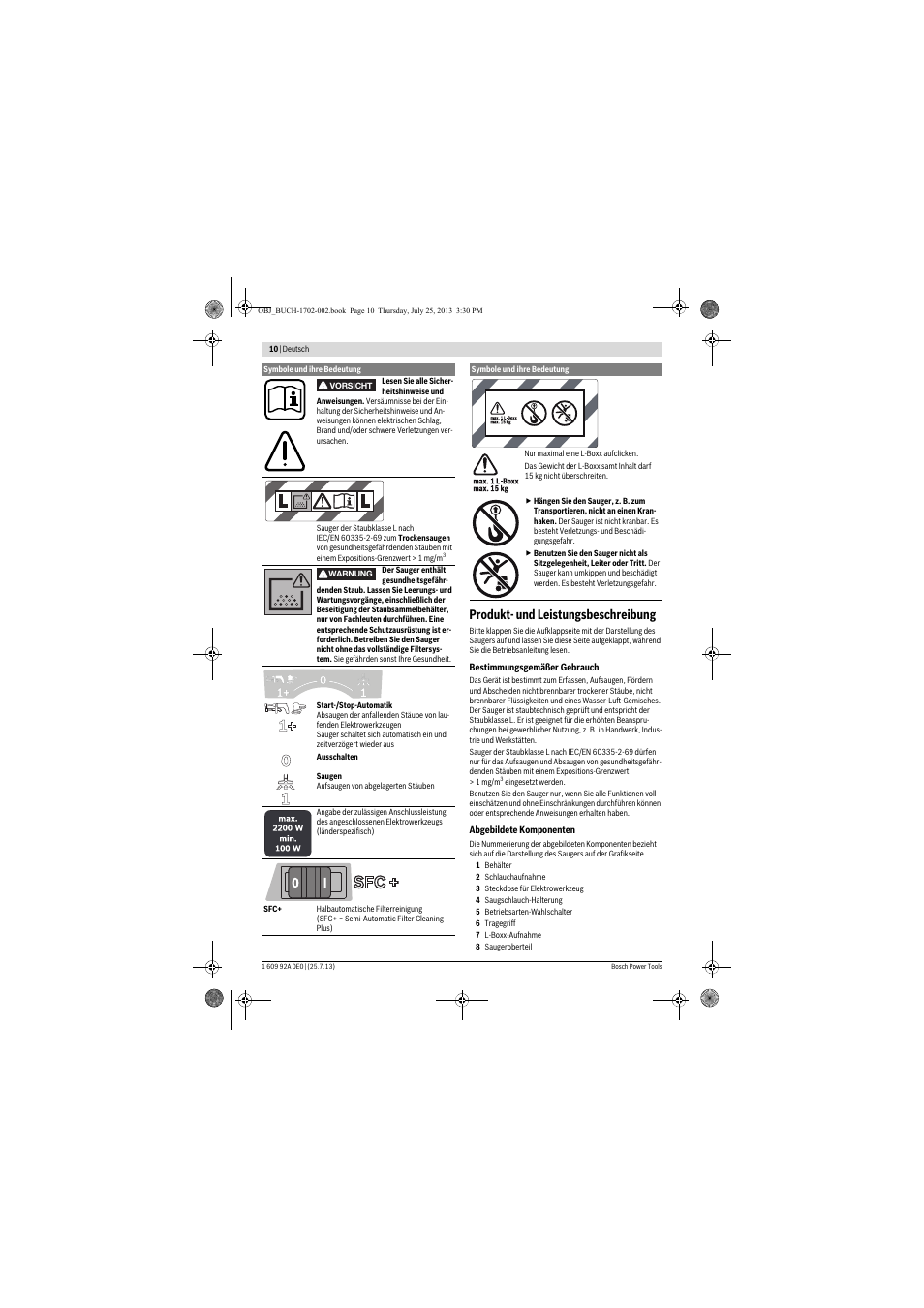 Produkt- und leistungsbeschreibung | Bosch GAS 35 L SFC+ Professional User Manual | Page 10 / 219