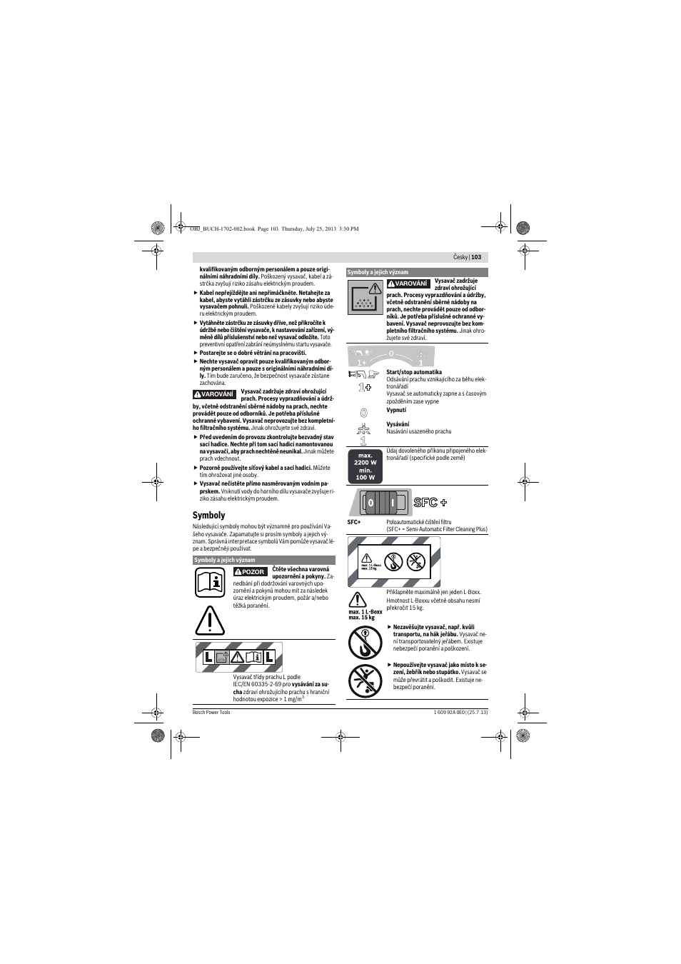 Symboly | Bosch GAS 35 L SFC+ Professional User Manual | Page 103 / 219