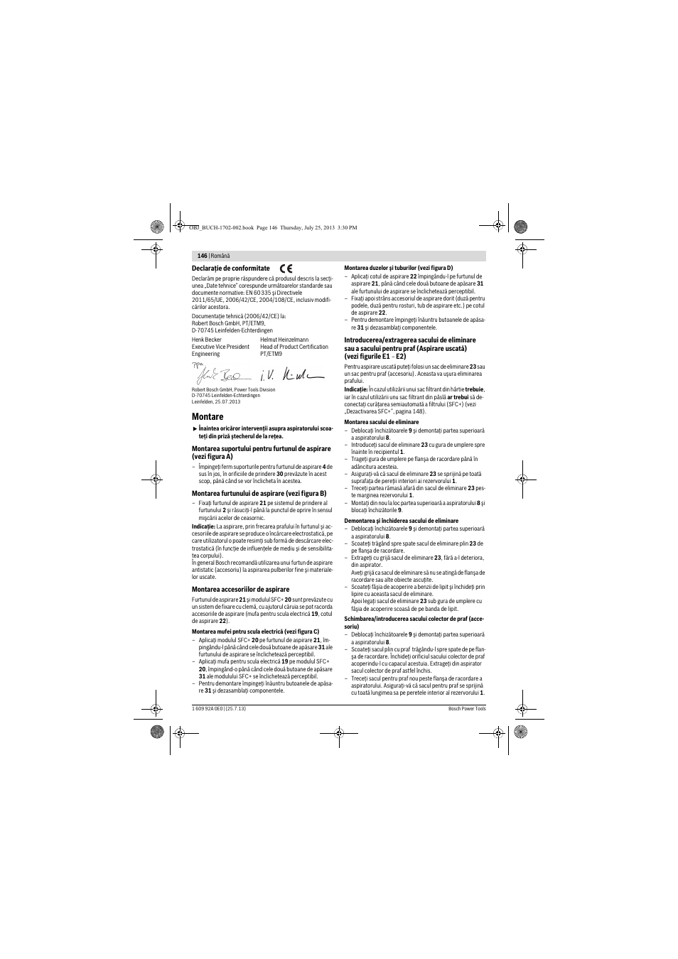 Montare | Bosch GAS 35 L SFC+ Professional User Manual | Page 146 / 219