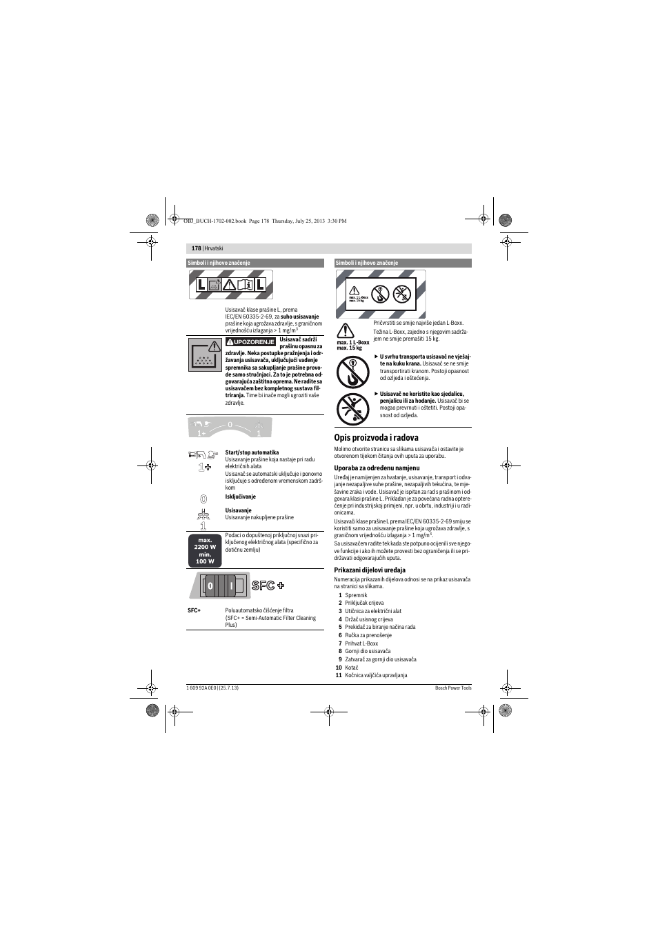 Opis proizvoda i radova | Bosch GAS 35 L SFC+ Professional User Manual | Page 178 / 219