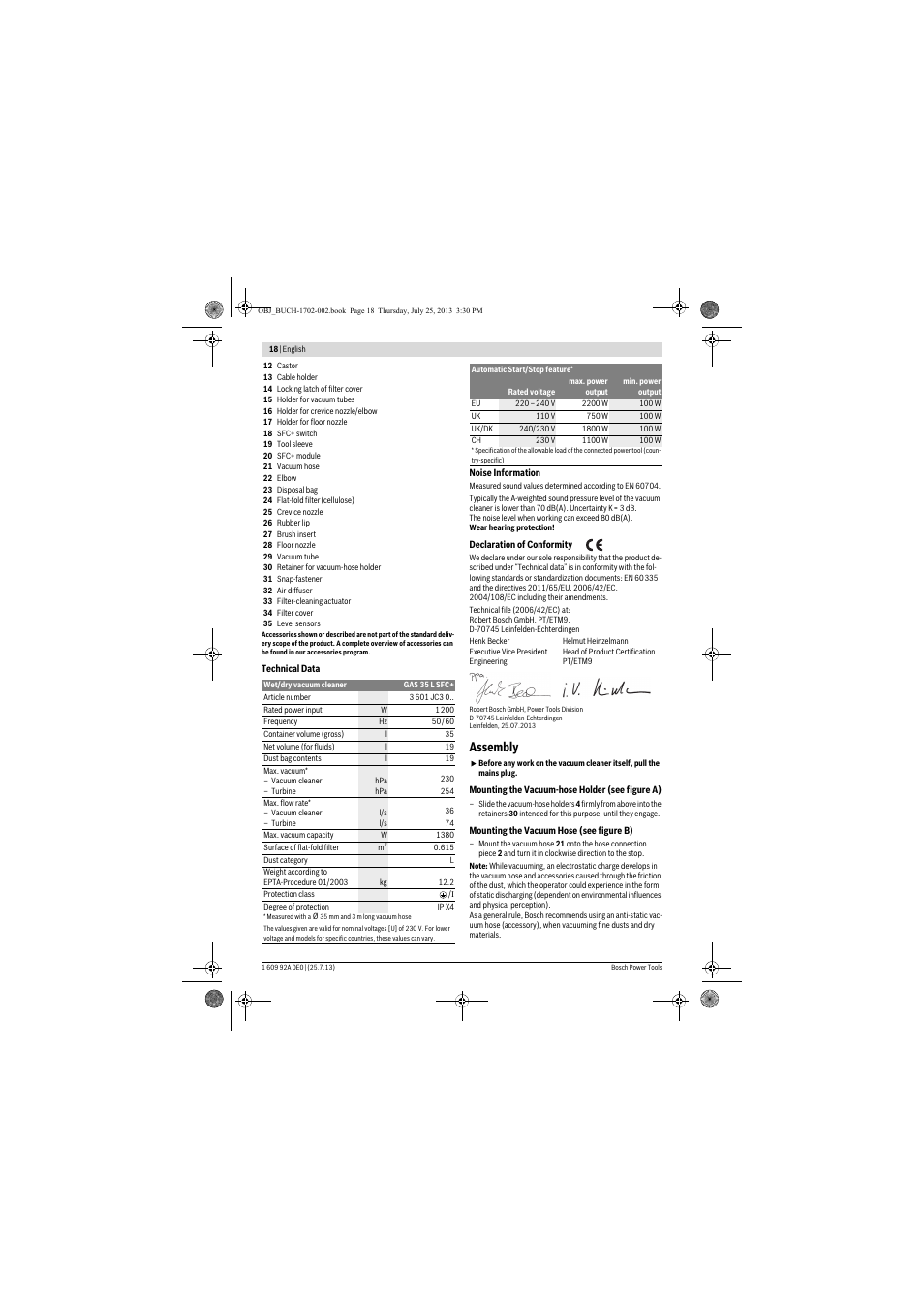 Assembly | Bosch GAS 35 L SFC+ Professional User Manual | Page 18 / 219