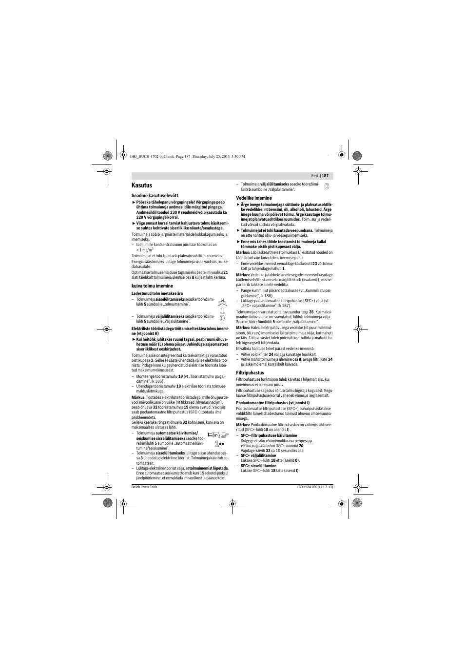 Kasutus | Bosch GAS 35 L SFC+ Professional User Manual | Page 187 / 219