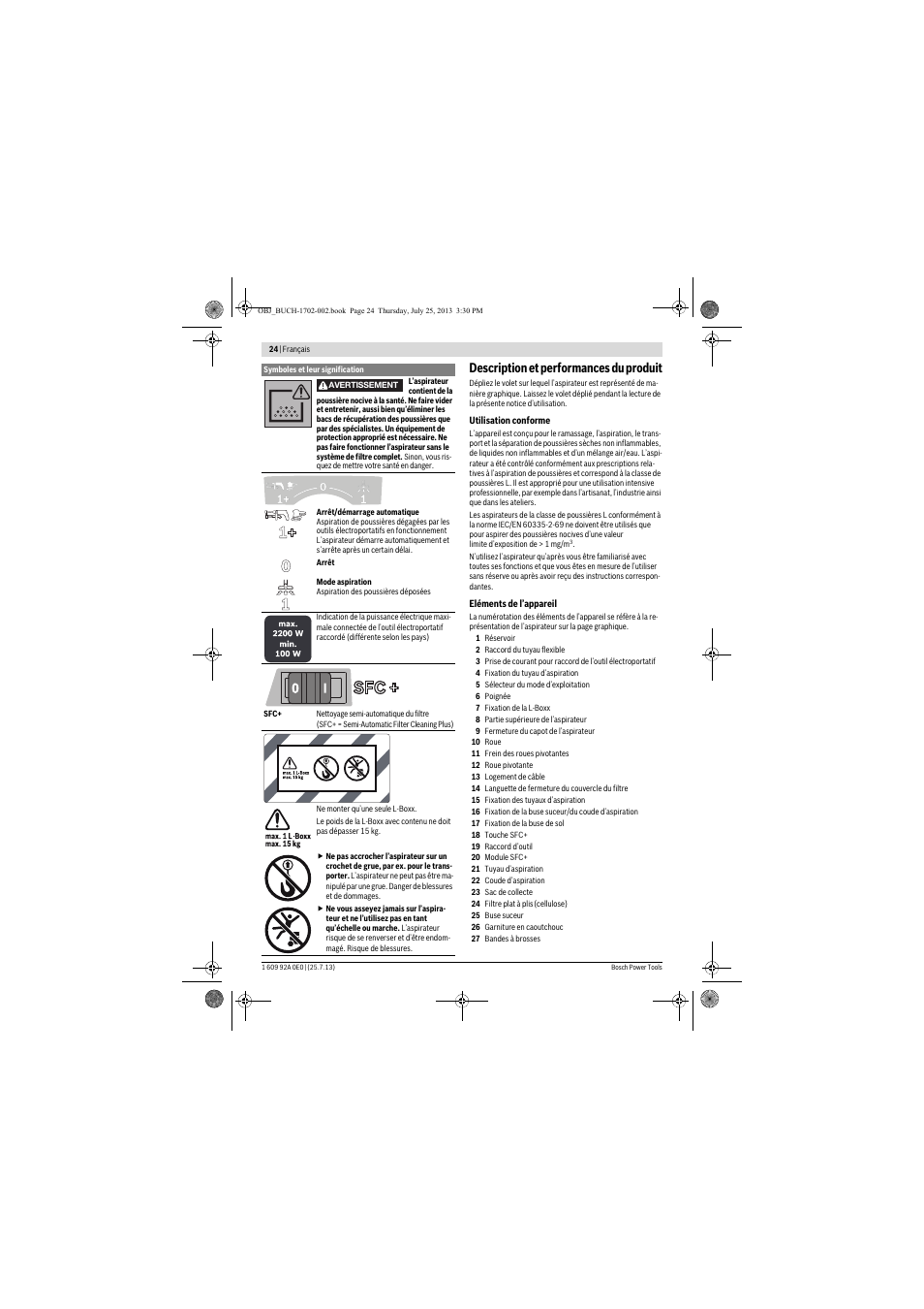 Description et performances du produit | Bosch GAS 35 L SFC+ Professional User Manual | Page 24 / 219