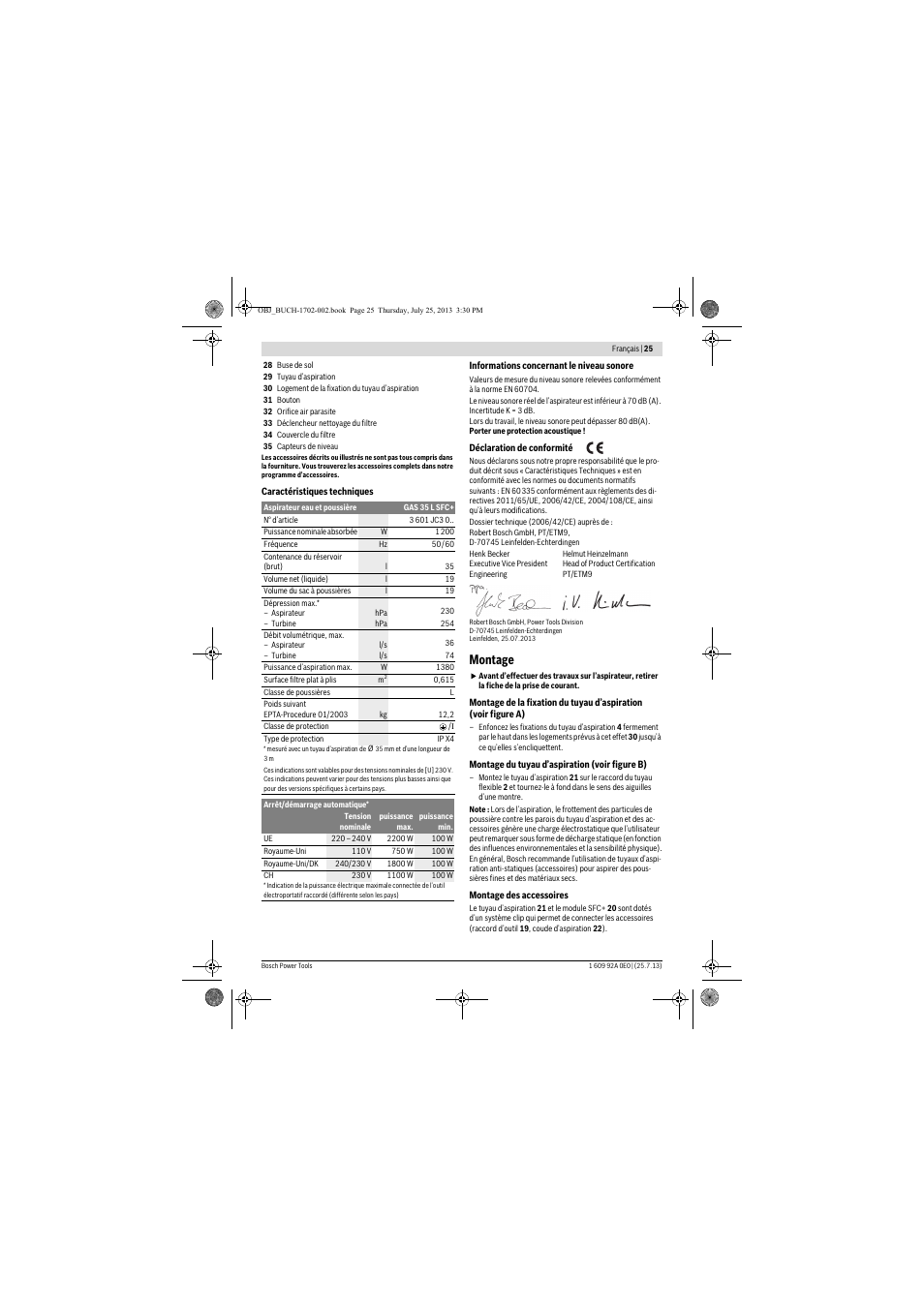 Montage | Bosch GAS 35 L SFC+ Professional User Manual | Page 25 / 219