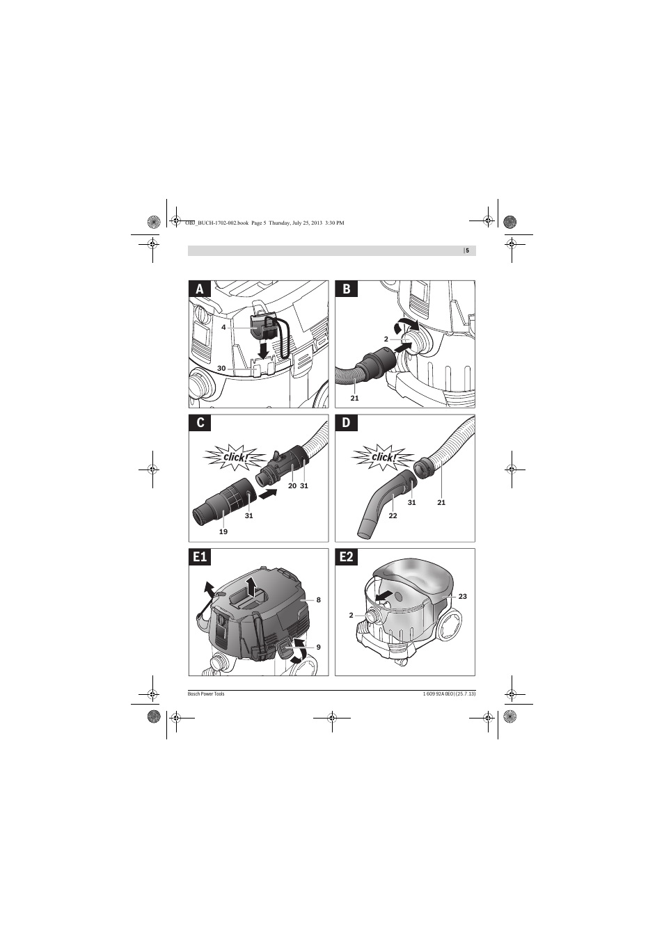 Ab c d e1 e2 | Bosch GAS 35 L SFC+ Professional User Manual | Page 5 / 219