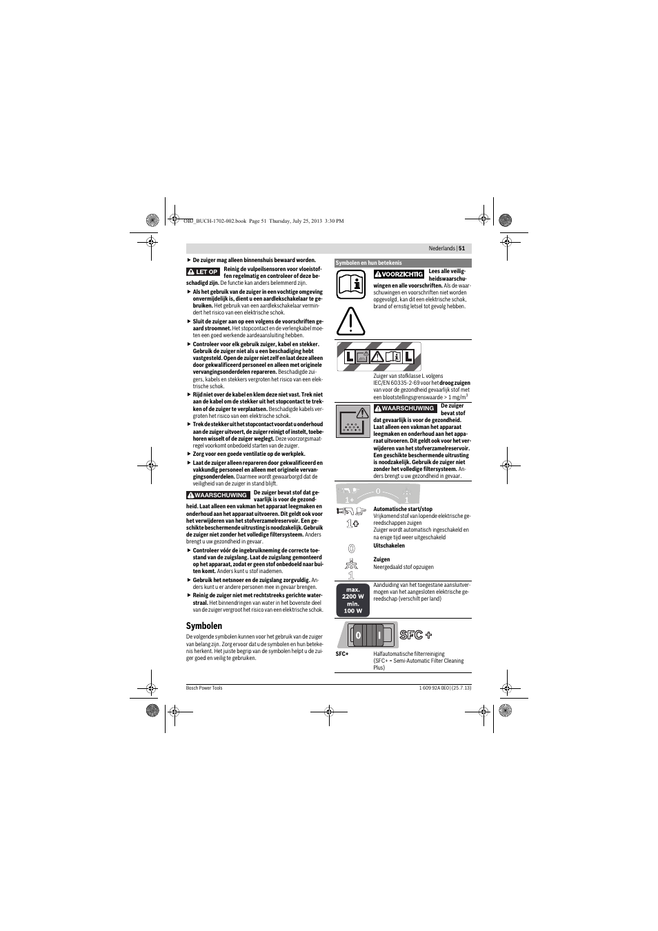 Symbolen | Bosch GAS 35 L SFC+ Professional User Manual | Page 51 / 219