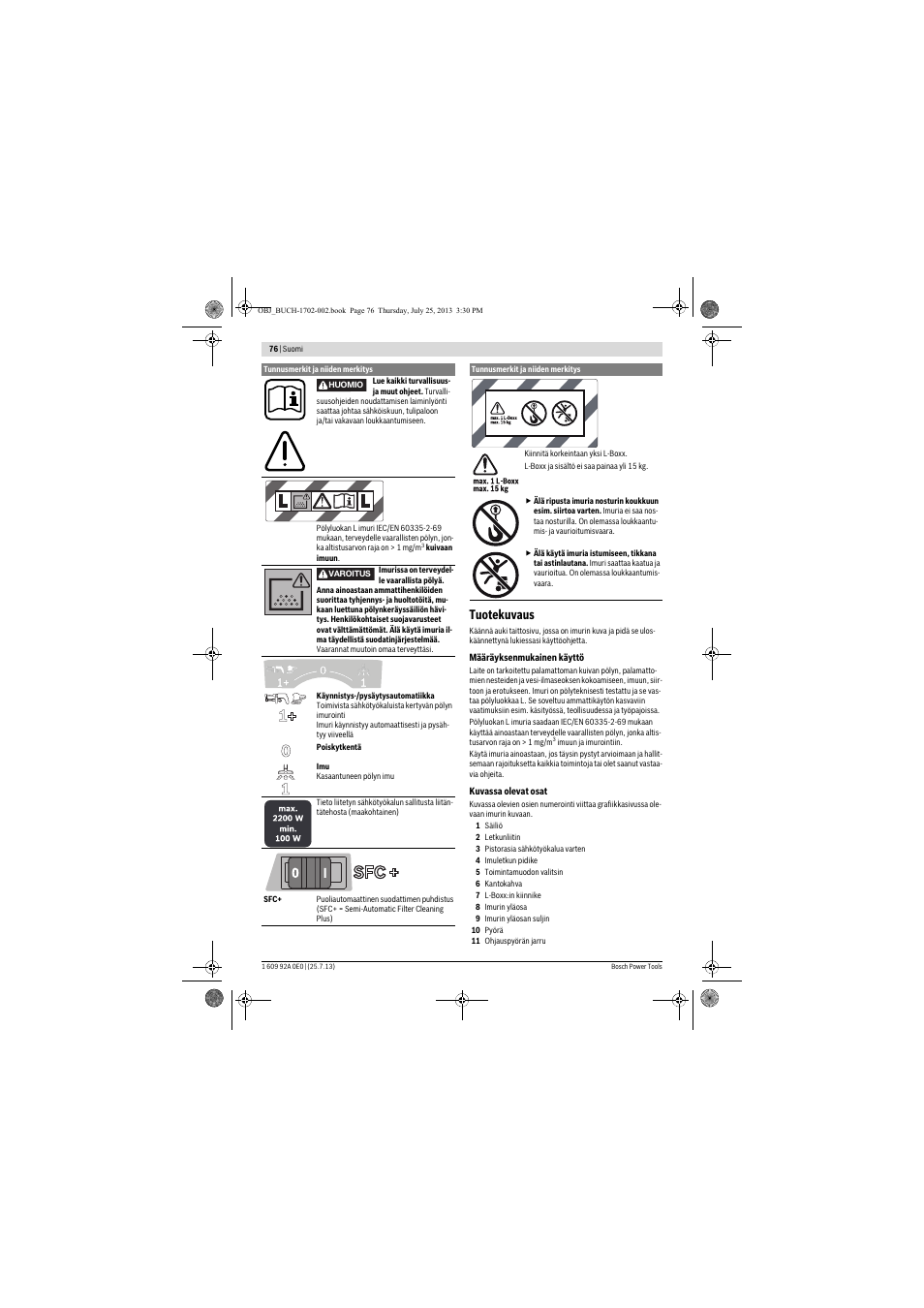 Tuotekuvaus | Bosch GAS 35 L SFC+ Professional User Manual | Page 76 / 219