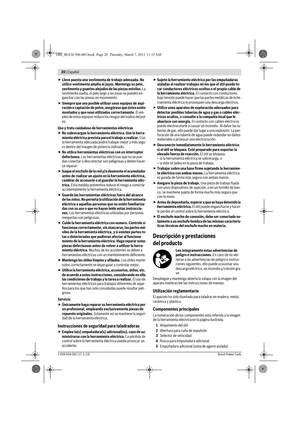 Descripción y prestaciones del producto | Bosch GBM 32-4 Professional User Manual | Page 20 / 138