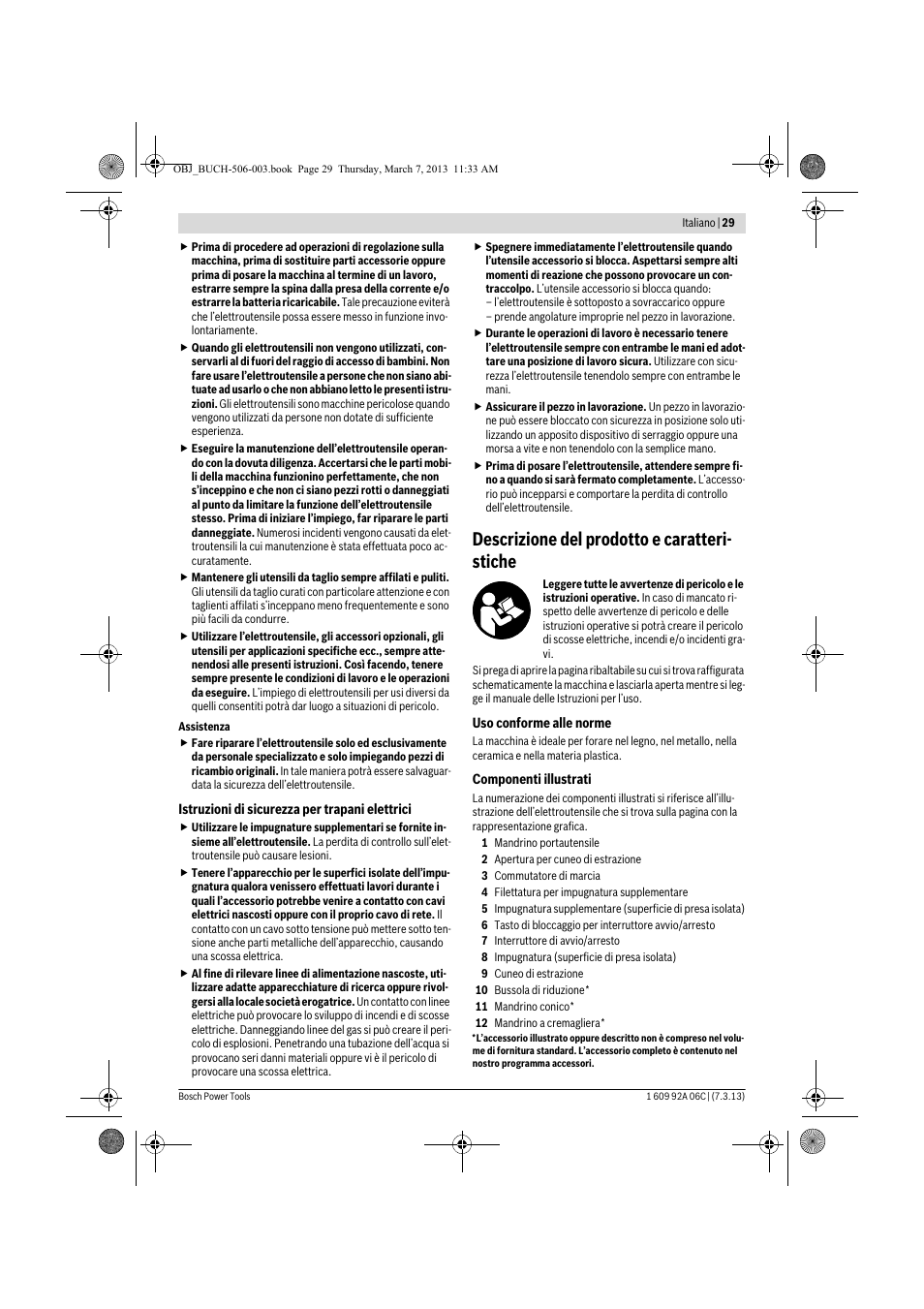 Descrizione del prodotto e caratteri- stiche | Bosch GBM 32-4 Professional User Manual | Page 29 / 138