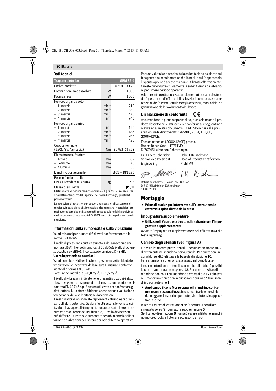 Montaggio | Bosch GBM 32-4 Professional User Manual | Page 30 / 138