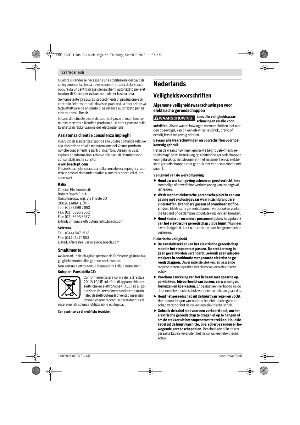 Nederlands, Veiligheidsvoorschriften | Bosch GBM 32-4 Professional User Manual | Page 32 / 138