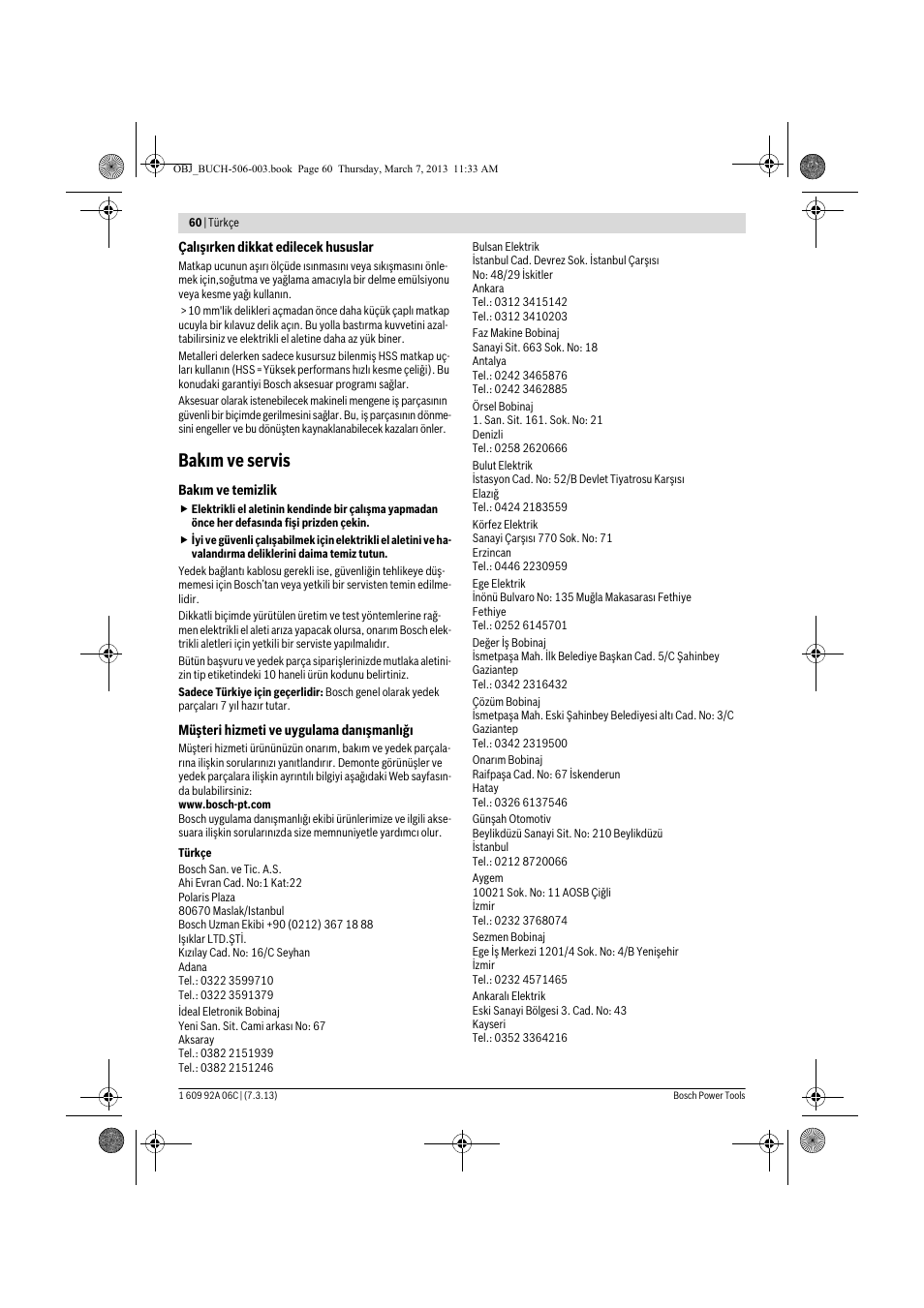 Bakım ve servis | Bosch GBM 32-4 Professional User Manual | Page 60 / 138