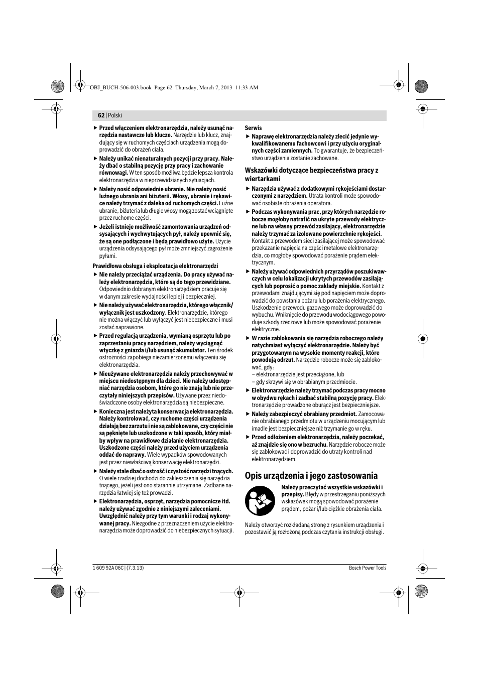 Opis urządzenia i jego zastosowania | Bosch GBM 32-4 Professional User Manual | Page 62 / 138
