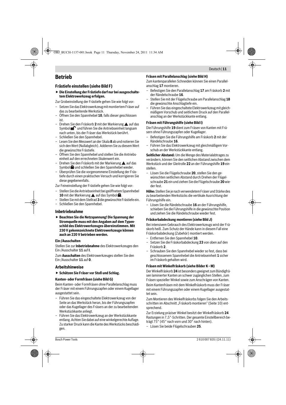 Betrieb | Bosch GKF 600 Professional User Manual | Page 11 / 178