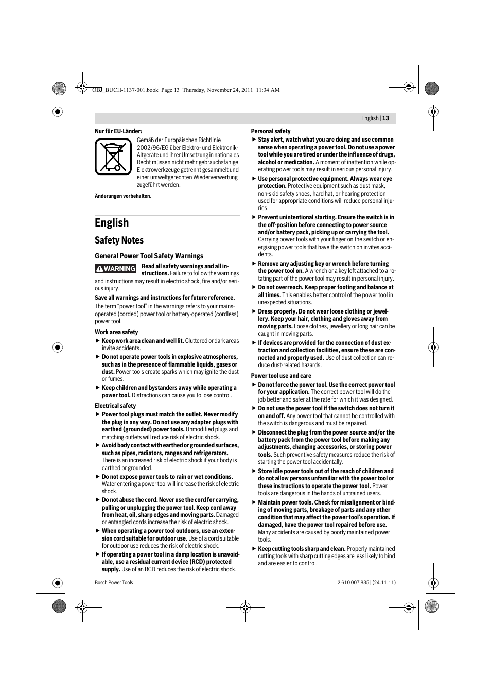 English | Bosch GKF 600 Professional User Manual | Page 13 / 178