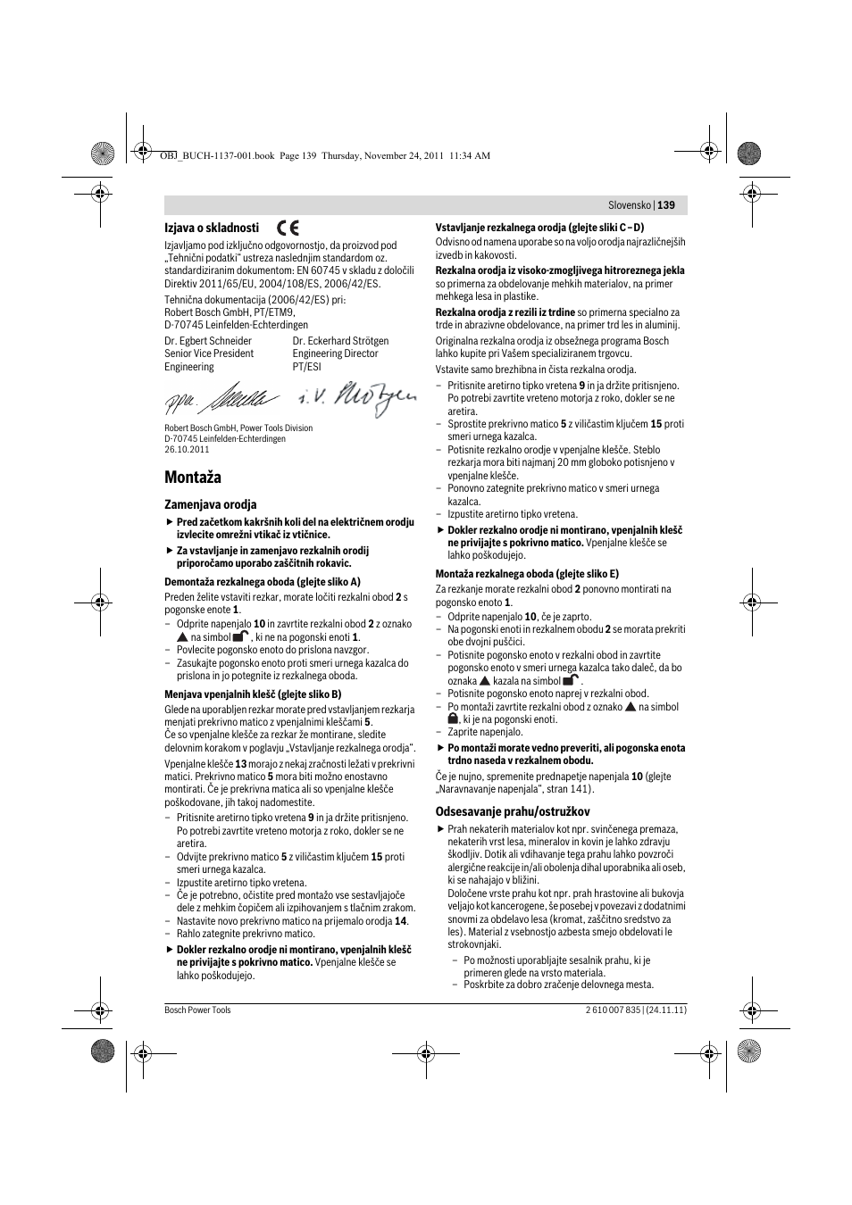 Montaža | Bosch GKF 600 Professional User Manual | Page 139 / 178