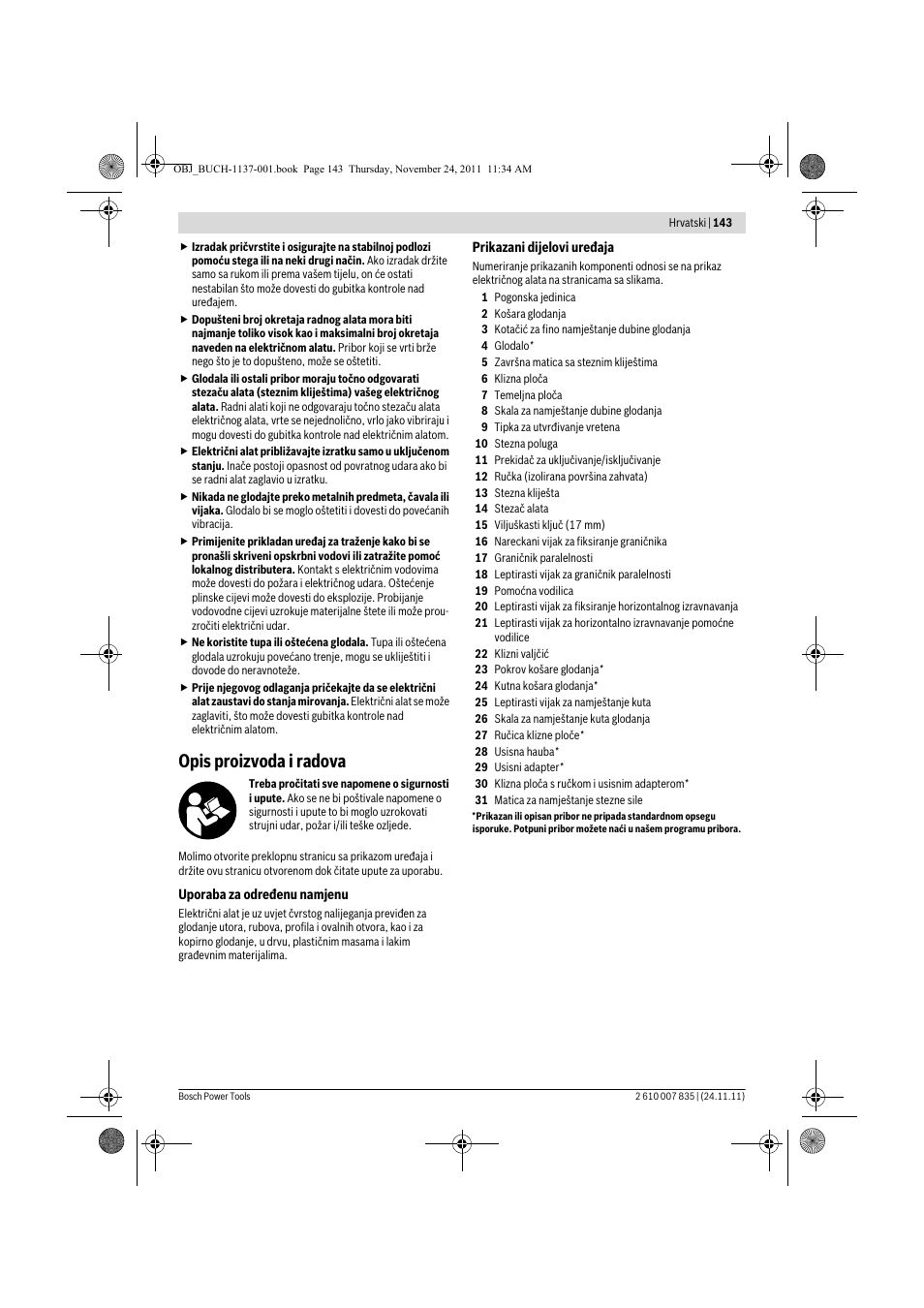 Opis proizvoda i radova | Bosch GKF 600 Professional User Manual | Page 143 / 178