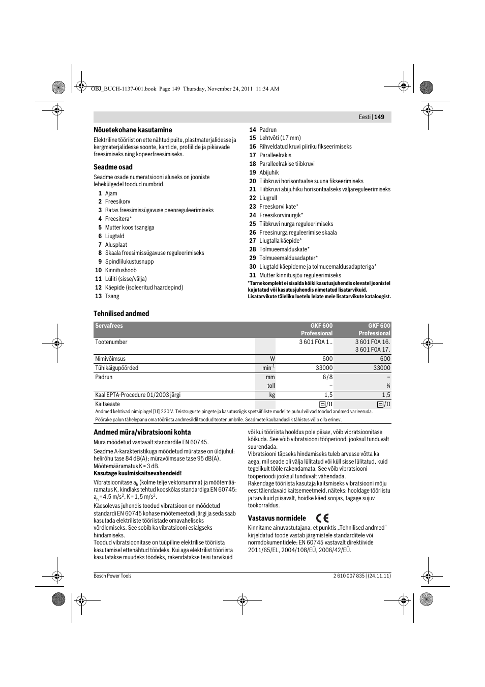 Bosch GKF 600 Professional User Manual | Page 149 / 178