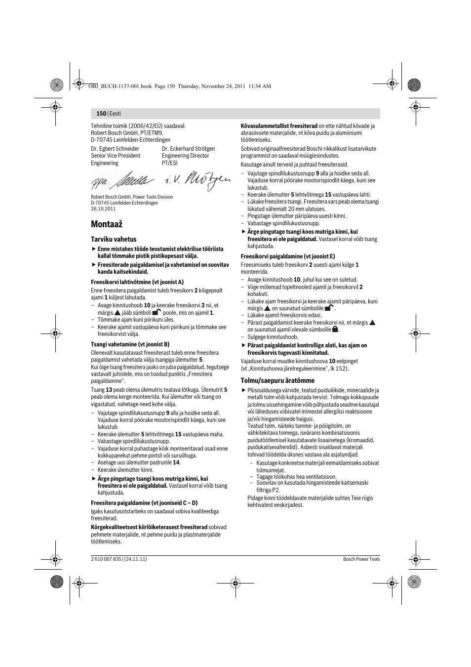 Montaaž | Bosch GKF 600 Professional User Manual | Page 150 / 178