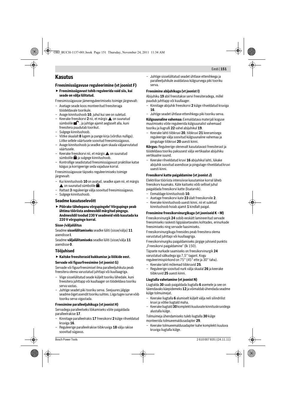 Kasutus | Bosch GKF 600 Professional User Manual | Page 151 / 178