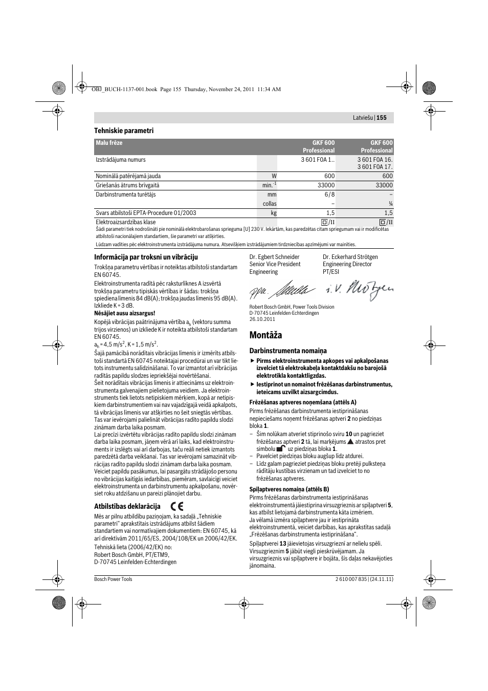 Montāža | Bosch GKF 600 Professional User Manual | Page 155 / 178