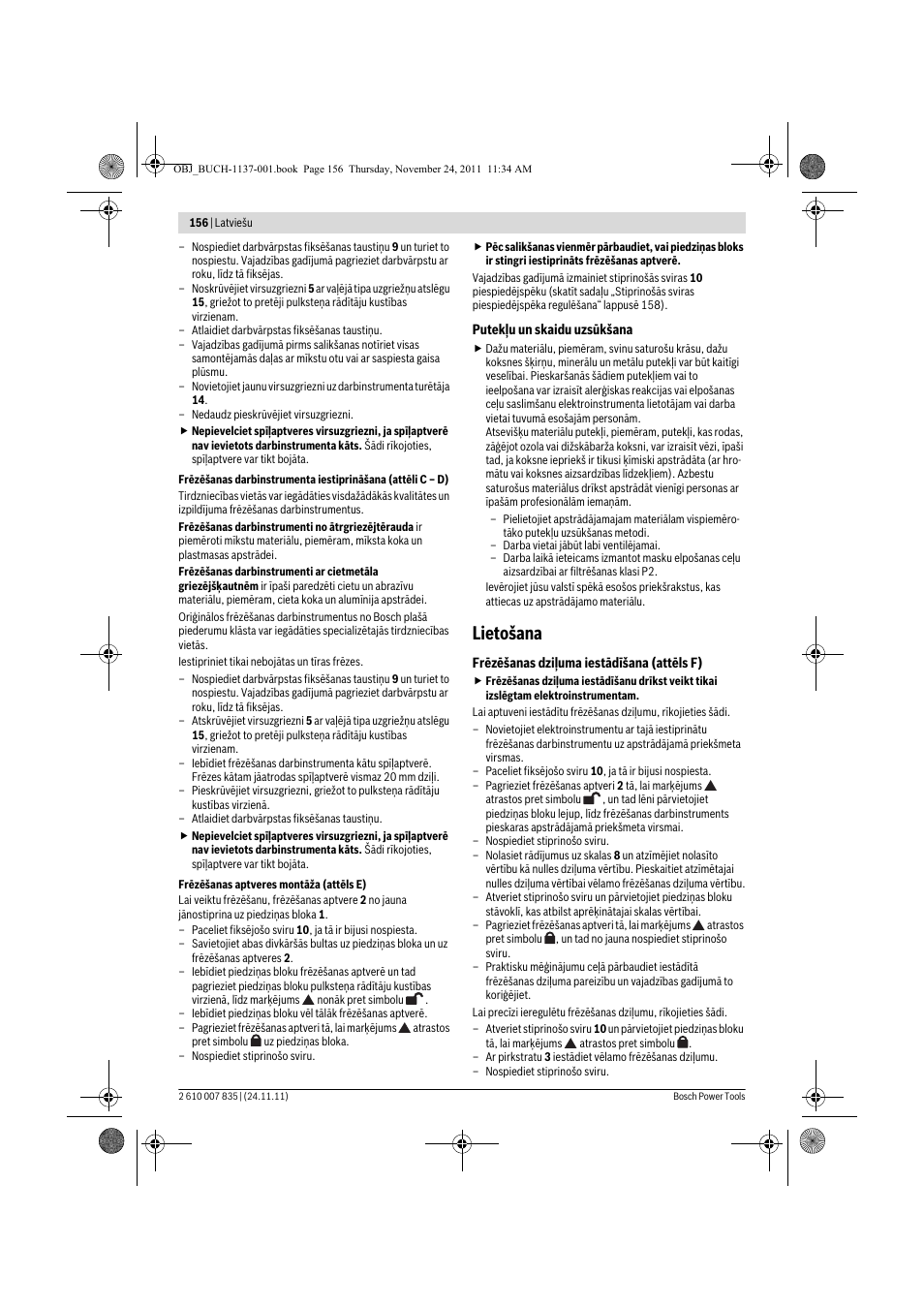 Lietošana | Bosch GKF 600 Professional User Manual | Page 156 / 178