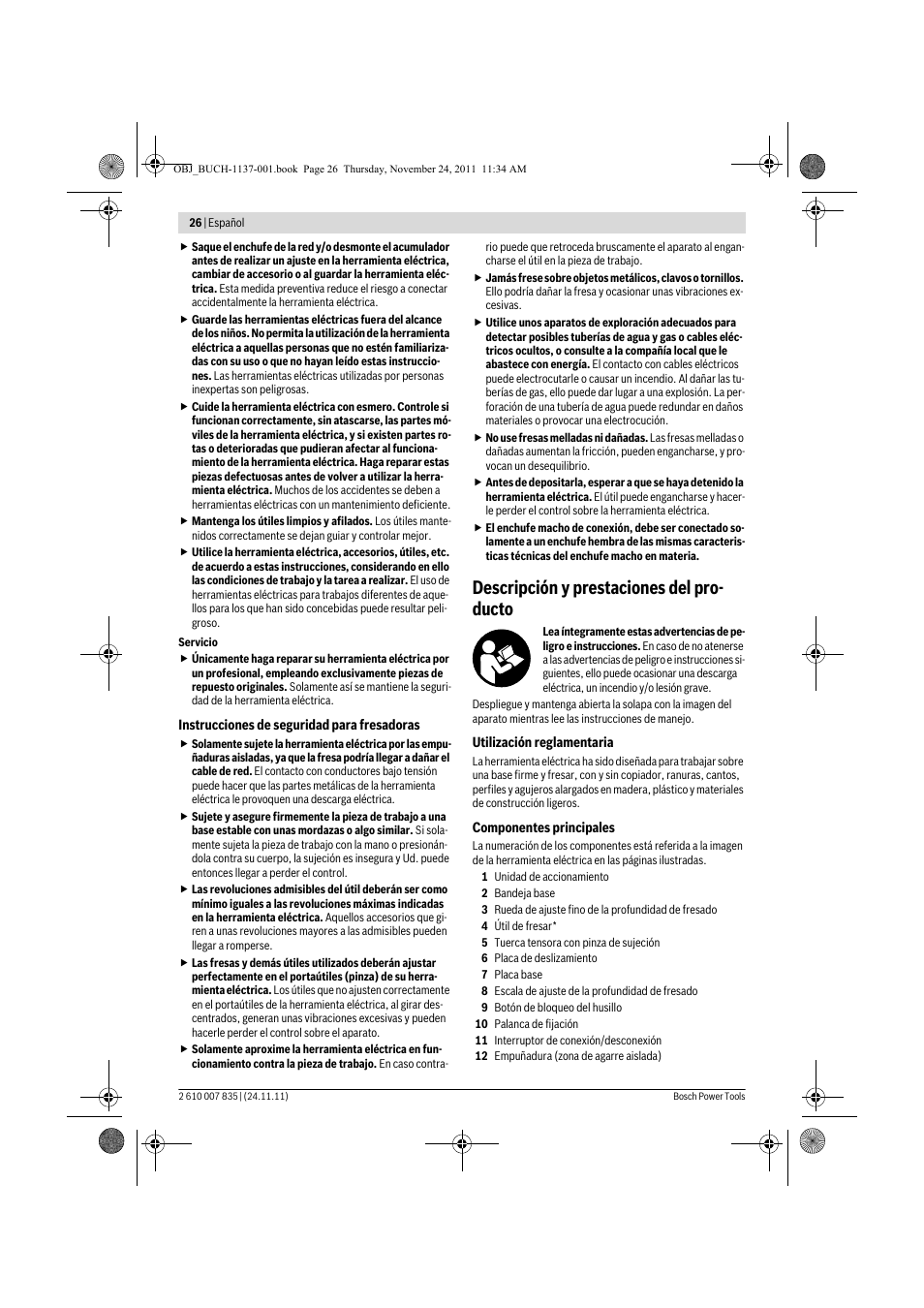 Descripción y prestaciones del pro- ducto | Bosch GKF 600 Professional User Manual | Page 26 / 178