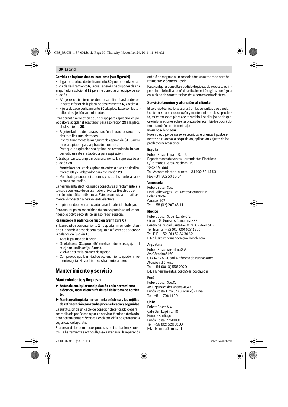 Mantenimiento y servicio | Bosch GKF 600 Professional User Manual | Page 30 / 178