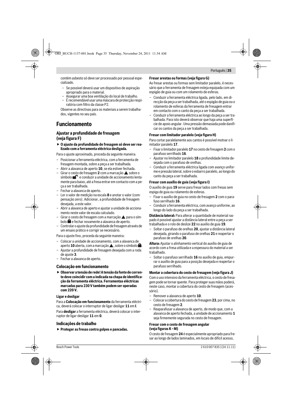 Funcionamento | Bosch GKF 600 Professional User Manual | Page 35 / 178