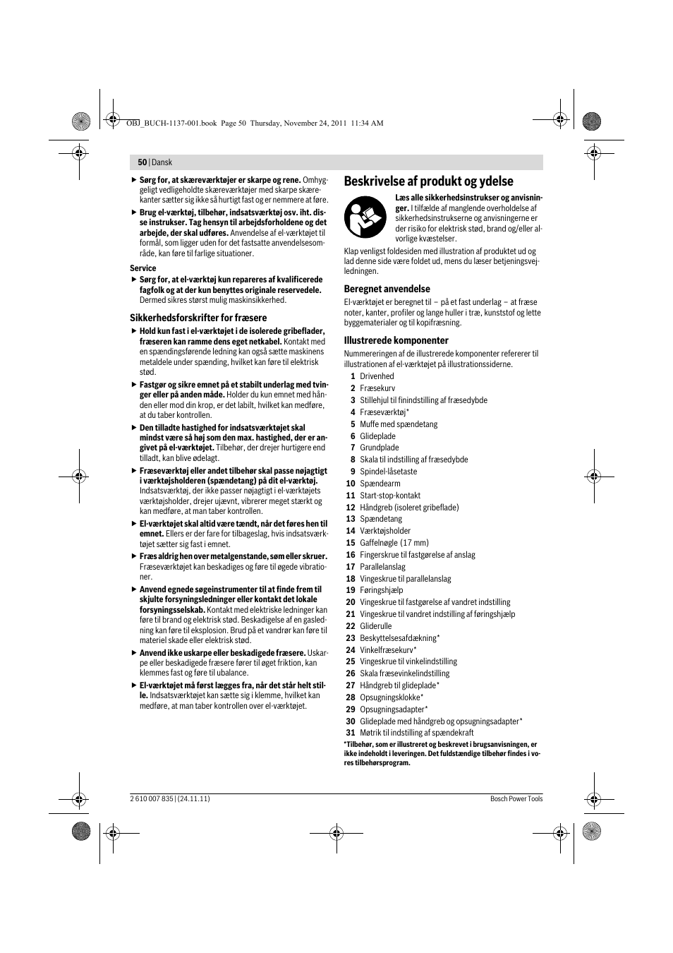 Beskrivelse af produkt og ydelse | Bosch GKF 600 Professional User Manual | Page 50 / 178